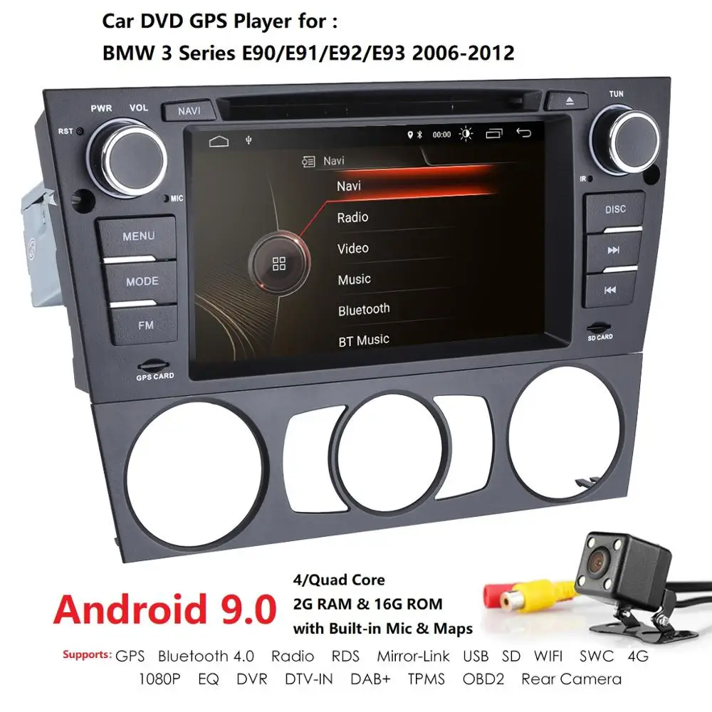 Discount 2 din Auto Radio GPS Android 9.0 Car DVD Head unit For BMW E90 E91 E92 E93 2006 2007 2008 2009 2010 2011 2012 navigation 4G WIFI 2
