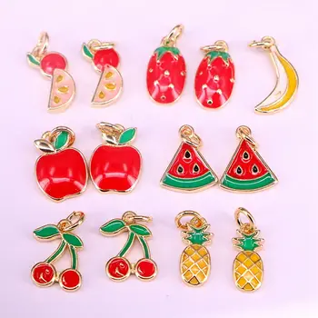 

20PCS, Full Enamel Small Strawberry,Apple/Pineapple/Cherry/Watermelon/ Fruit Small Charm Pendants, Jewelry Accessories
