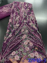 

Handmade Beaded Lace Latest African Lace Fabric 2021 High Quality Embroidery French Nigerian Lace Fabrics For Sewing YA3619B-6