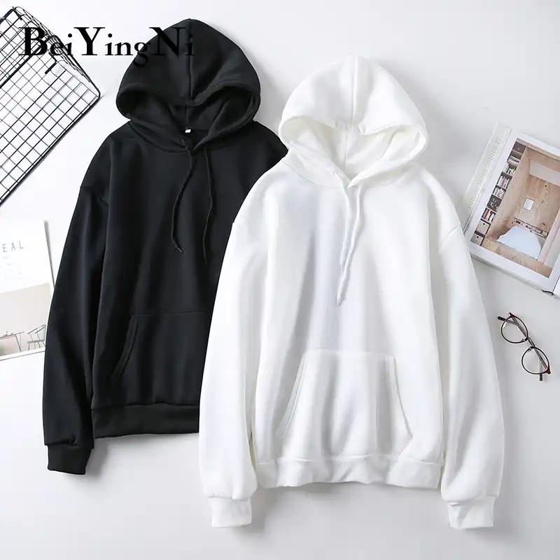 Sudaderas de gran tamaño Beiyingni, sudaderas con capucha Harajuku de Color  sólido para mujer, Blanco, Negro, ropa gruesa de invierno, Sudadera con  capucha suelta|Sudaderas con capucha y sudaderas| - AliExpress