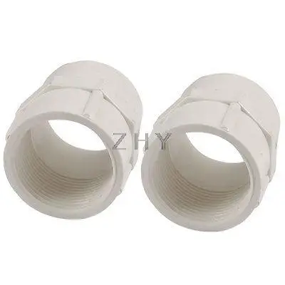 

2 Pieces 1.57" Female Thread PVC Pipe Tube Adapter Connectors White