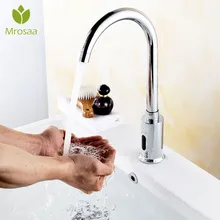 Кухня смесители Автоматический Инфракрасный датчик кран раковины Смарт бесконтактные одной холодной воды кран палубного крепления w/шланг и Управление коробка
