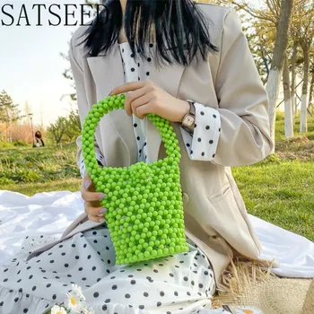 

Handmade Pearl Bag Female Handmade Homemade Vegetable Basket Bucket Beaded Bag 2020 New Handbag Women Bags Designer