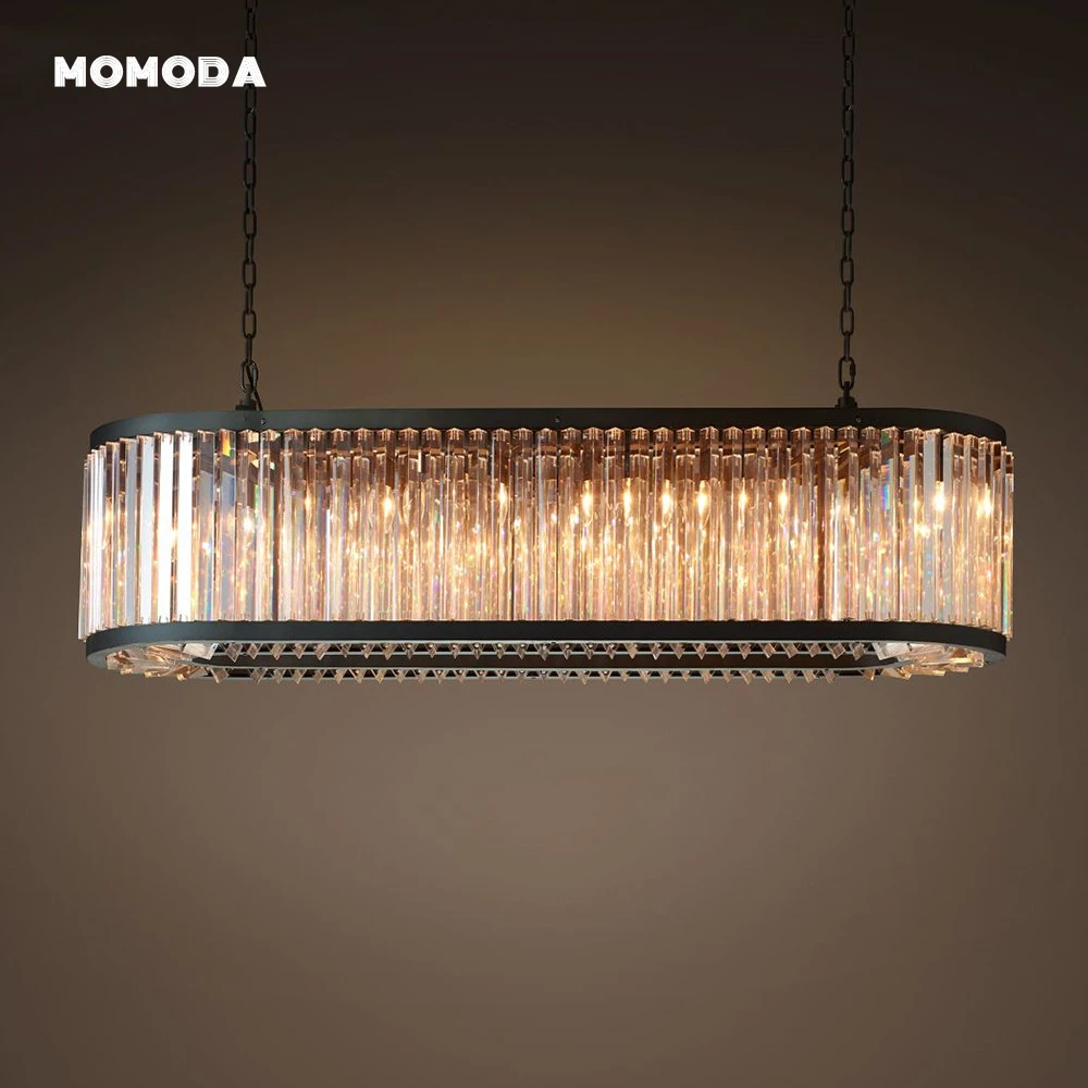 

Vintage Oval Chandeliers Modern LED K9 Crystal Black Metal Pendant Hanging Lamps Lustre Bedroom Living Room Lights Fixture