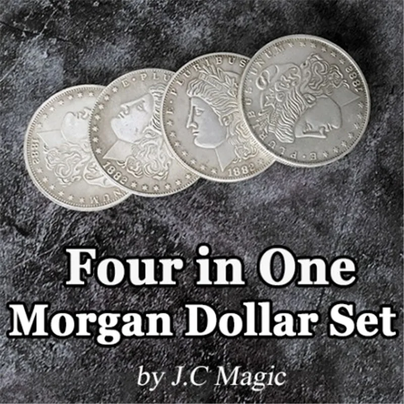 Four in One Morgan Dollar Set Copper by J.C Magic Coin Magic Tricks Illusion Coin Appear/Vanish Jumping Close up Magic Gimmick