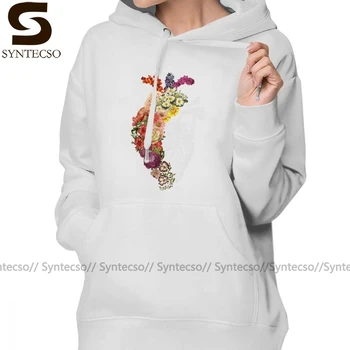 

Heart Hoodie Flower Heart Spring Hoodies Street wear Long Sleeve Hoodies Women Blue Plus Size Trendy Printed Pullover Hoodie