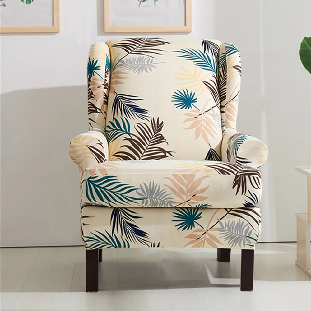 Съемный чехол для дивана крыло чехол для кресла Wingback Обложка напечатанное кресло стрейч протектор 2 шт