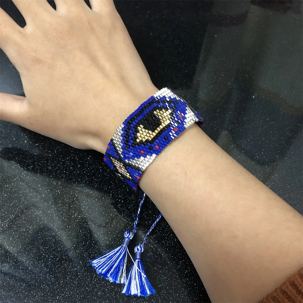 JOYE charm bracelets for women men bracelet handmade miyuki tiger evil eye bracelet wide blue braclets best friend jewelry gifts