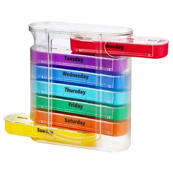 

Organizer Storage Medicine Dispenser Drawer Type Travel Sort 28 Grids Pill Box Vitamin Elders Portable One Week Case