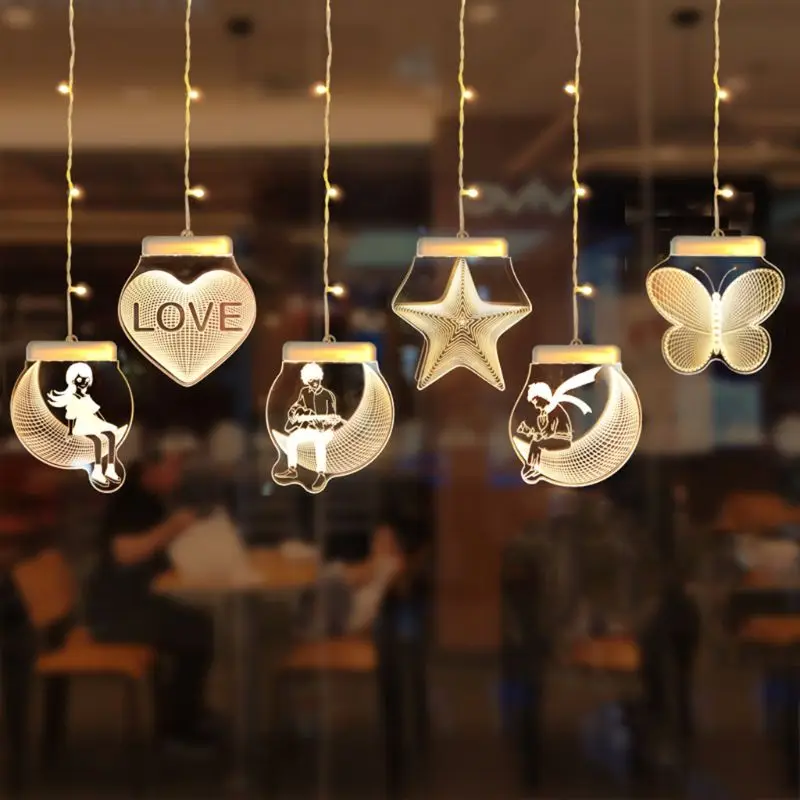 

USB 3D Room Decorative String Light Wedding Party Home Bedroom Store Decor