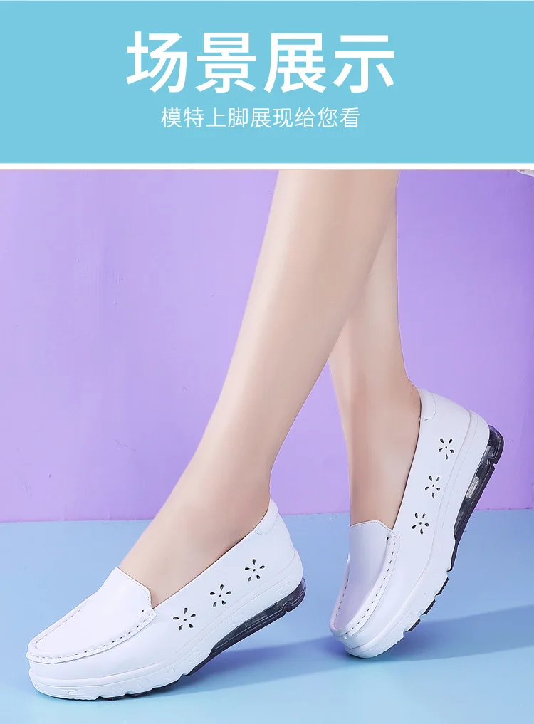 Women's shoes Cotton nurse shoes women casual soft sole summer white wedge leather mother shoes air cushion sole