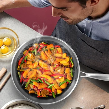 

Pot Non-stick Pot Germany 304 Stainless Steel Wok Flat-bottom Pot Household Smokeless Pan with Fuel Gas Cooker Universal