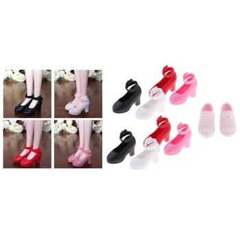 

5Pairs Cute 1:6th Dolls High Heel Shoes + Canvas Shoes for Blythe Accs
