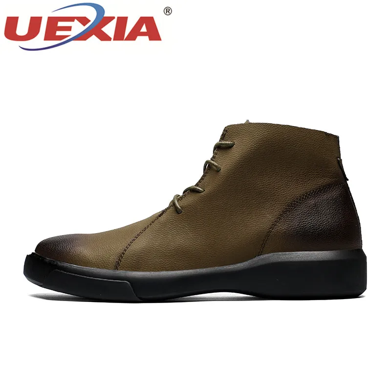 UEXIA Tactic Warm Men Boots Autumn Winter Fur Ankle Fashion High Quality Outdoor Sport Snow Shoes Vintage Footwear Size 38-47