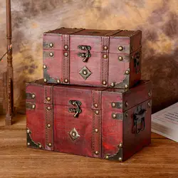 2 размера винтажная деревянная коробка для хранения, чехол, ювелирное сокровище, жемчужный дисплей, органайзер-коробка для хранения