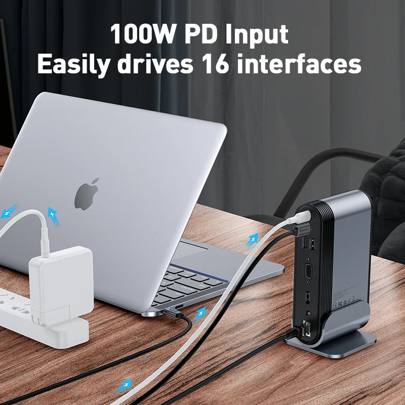 Baseus USB C концентратор type C к мульти HDMI USB 3,0 с адаптером питания док-станция для MacBook Pro RJ45 OTG usb порты usb-хаб