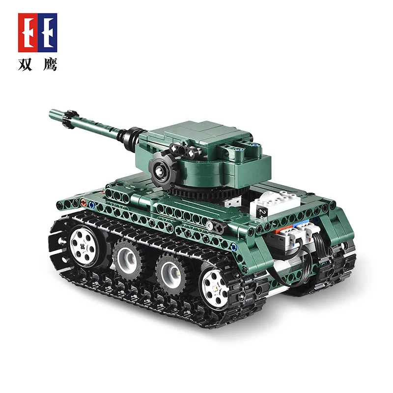 

Double e Cracking Take C51018 Educational Assembled Model Germany Tiger-type Remote Control Crawler Tank Building Blocks CHILDRE