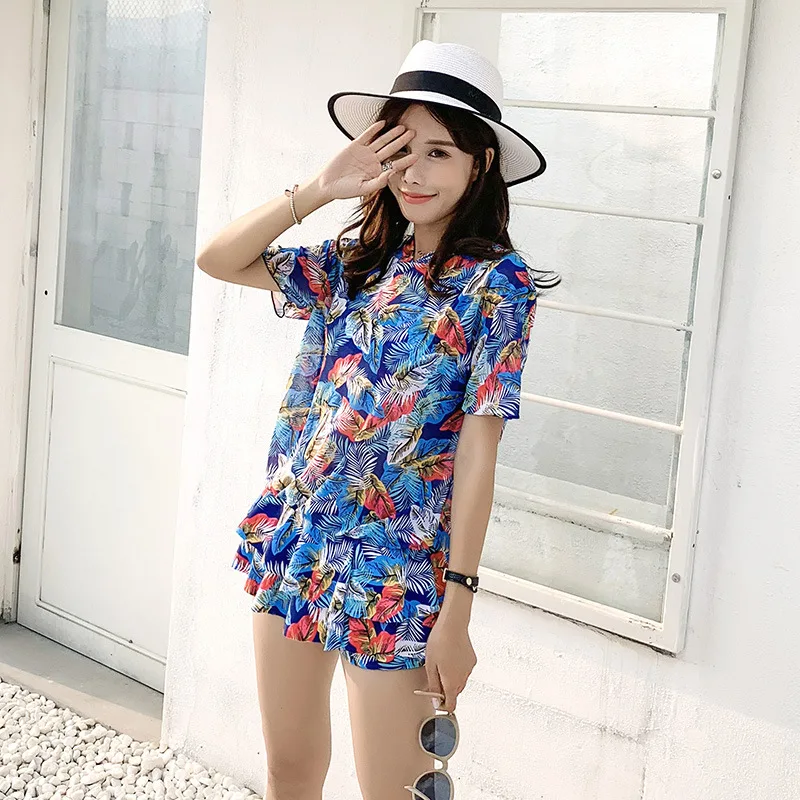 

New Style Split Type Bikini Three Four-piece Set Bathing Suit WOMEN'S Long Sleeve Plus-sized xing gan qun-Swimwear