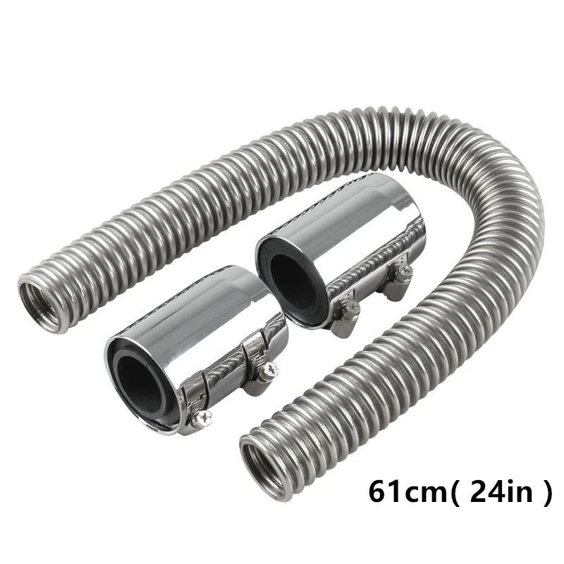 

24in Universal Flexible Upper/Lower Car Radiator Hose Kit and Stainless Steel with Chrome-Plated Cap
