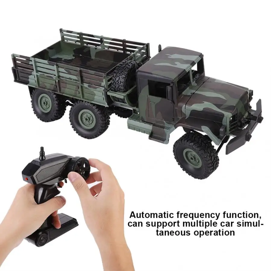 1/16 2,4G RC военный грузовик со светодиодный светильник Высокая скорость 15 км/ч с 130 щеткой мотора скалолазание гусеничный 6 привод модель автомобиля