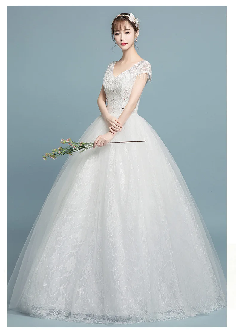 Vestidos de Novia сексуальный верх рукав V бальное платье с круглым вырезом Свадебное платье роскошное кружевное платье принцессы de mariage изготовление на заказ