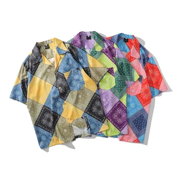 

Short-Sleeved Shirt Male Retro the Shirt Print Shirt Summer Thin Hawaii Half Sleeve Blouse