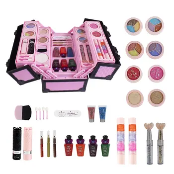 

22354T Children Princess Makeup Toys Girls Pretend Play Cosmetics Kit Kids Eyeshadow Lip Gloss Blushes Environmental Toy Gift