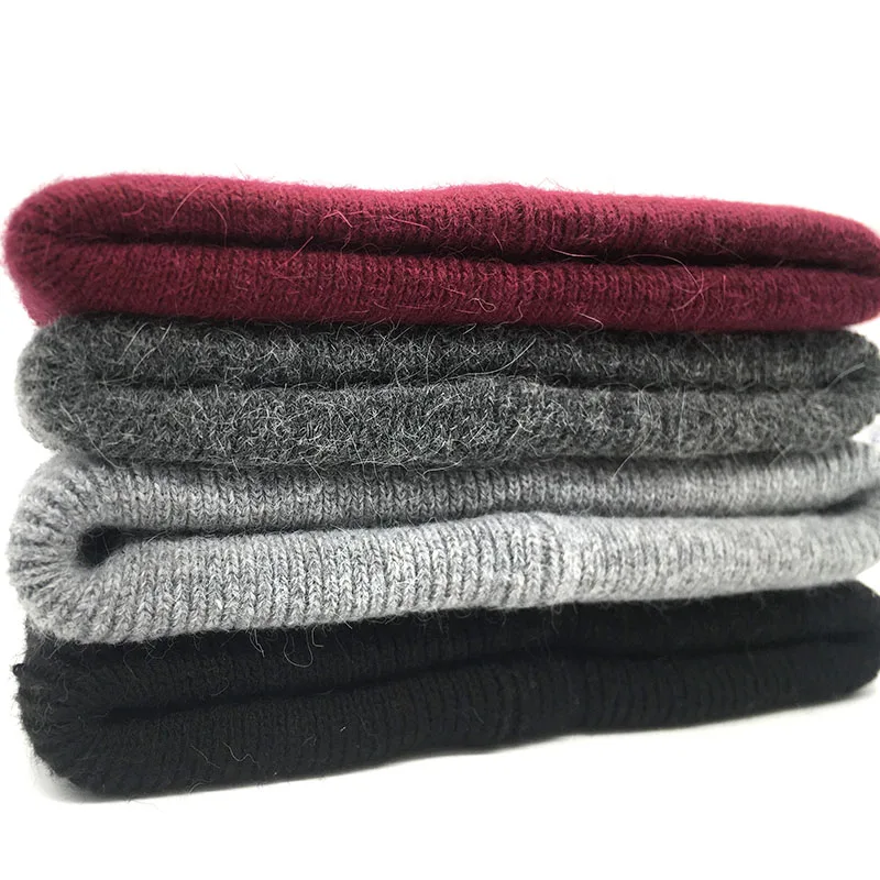 Men Slouch Wool Knitted Beanie Hats Winter Warm Thick Stretch Black Men Beanies Skullies Hats Ski Cap Gorro Invierno Hombre