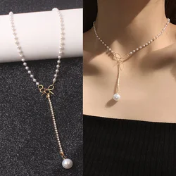 Elegant Gold Pearl Chain Choker Necklace (N310)