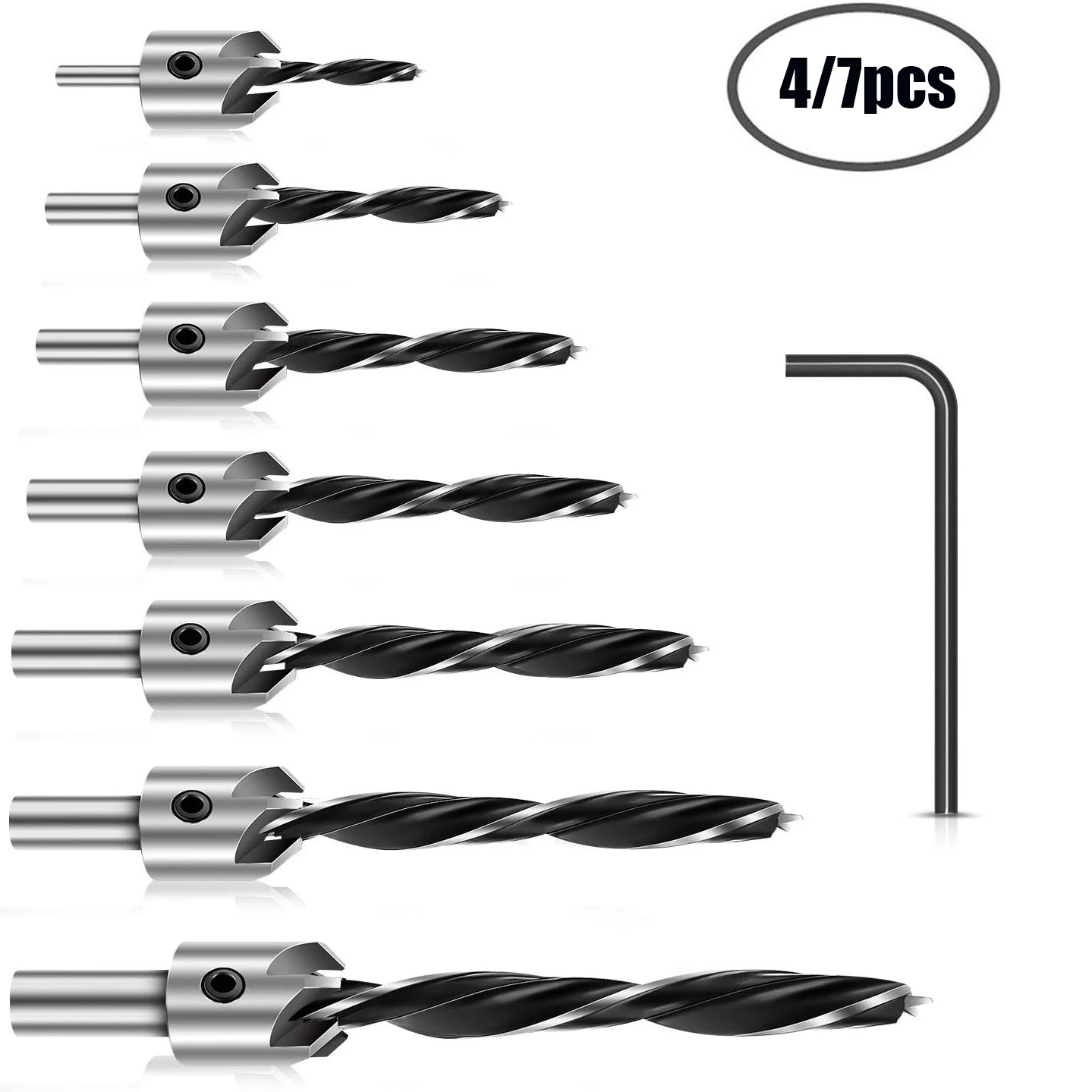 

countersunk head drilling Bit Set 4Pcs/7Pcs Flute Countersink Drills BitS 3 Tips Woodworking drill 3,4,5,6,7,8,10mm