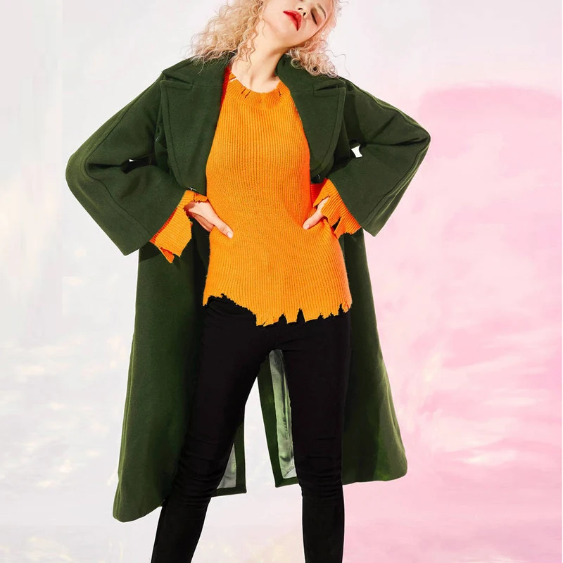 Heydress Новое Женское зимнее однотонное теплое шерстяное пальто женское элегантное толстое с поясом Зеленое Длинное Пальто женское пальто с отложным воротником