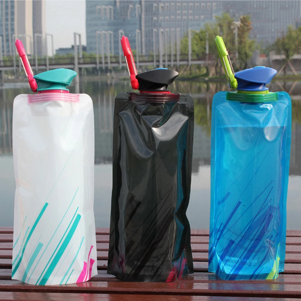 Portable 700ml Outdoor Foldable Light Drinking Water Bottle Bag Folding Plastic Pouch Bladder Sport Bags for Camping Hiking | Спорт и