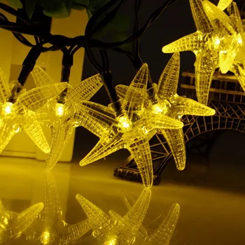 

4M 20 LED Solar Powered Starfish Sea Star Fairy String Light for Wedding Christmas Party Festival Outdoor Indoor Decoration
