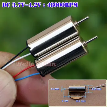 

2PCS 8mm*20mm Coreless Motor DC 3.7V 4.2V 48000RPM High Speed Drone Helicopter