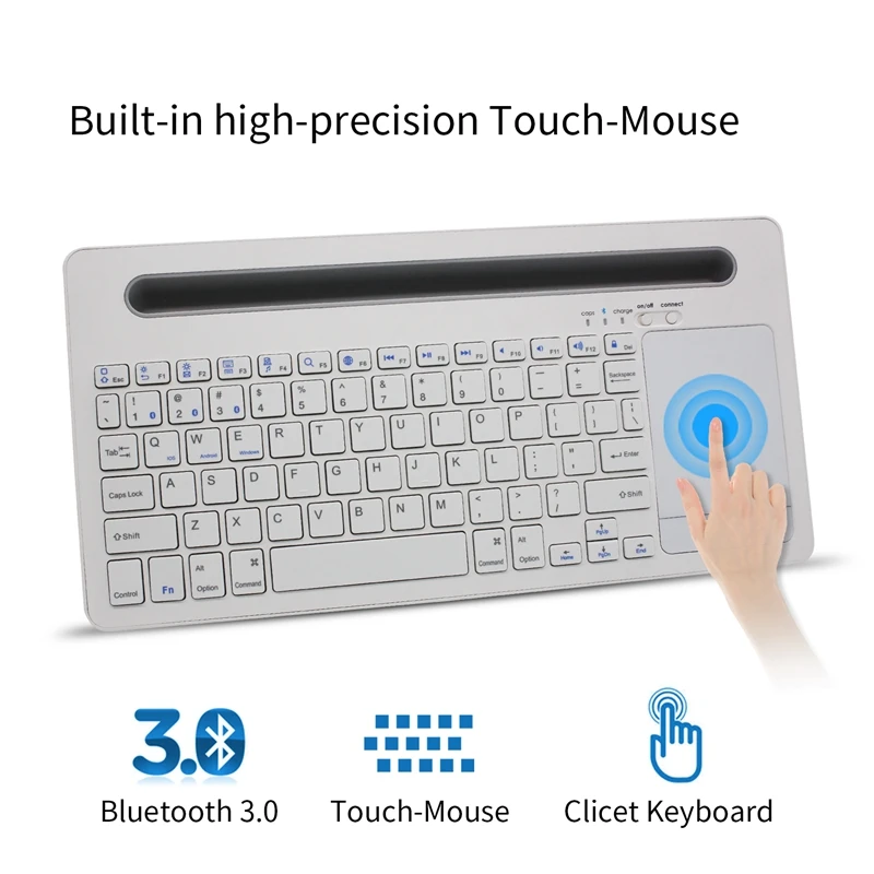 Беспроводная Bluetooth клавиатура с сенсорной панелью подходит для IOS Windows Android Os