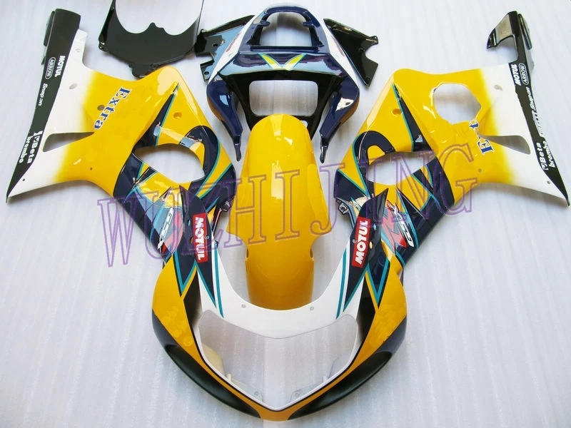 Обтекатели GSX R600 R750 R1000 2001 Обтекатели GSX R 600 750 1000 2003 желтый черный 2000-2003 K1-2