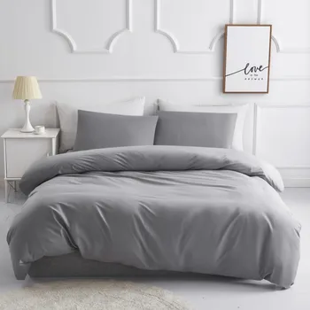 

230TC Bed linen cotton Solid gray color Parure duvet set bedding set bed set boho bed sheets bed cover sets duvet cover queen TJ