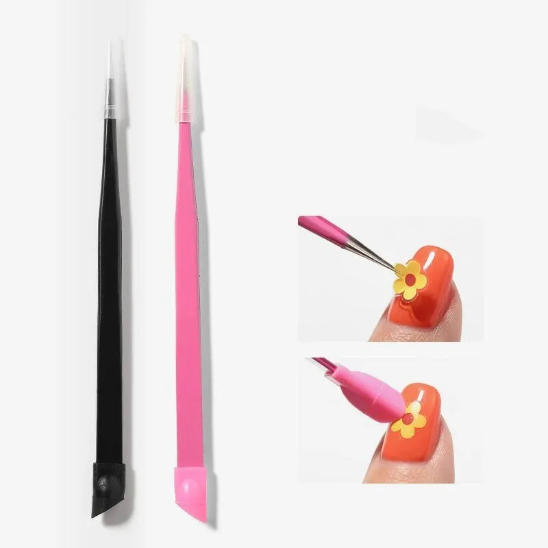 

Double Head Straight Tweezers Eyelash Extension Nails Decor Picker Dead Skin Remover Professional Manicure Makeup Nail Tools