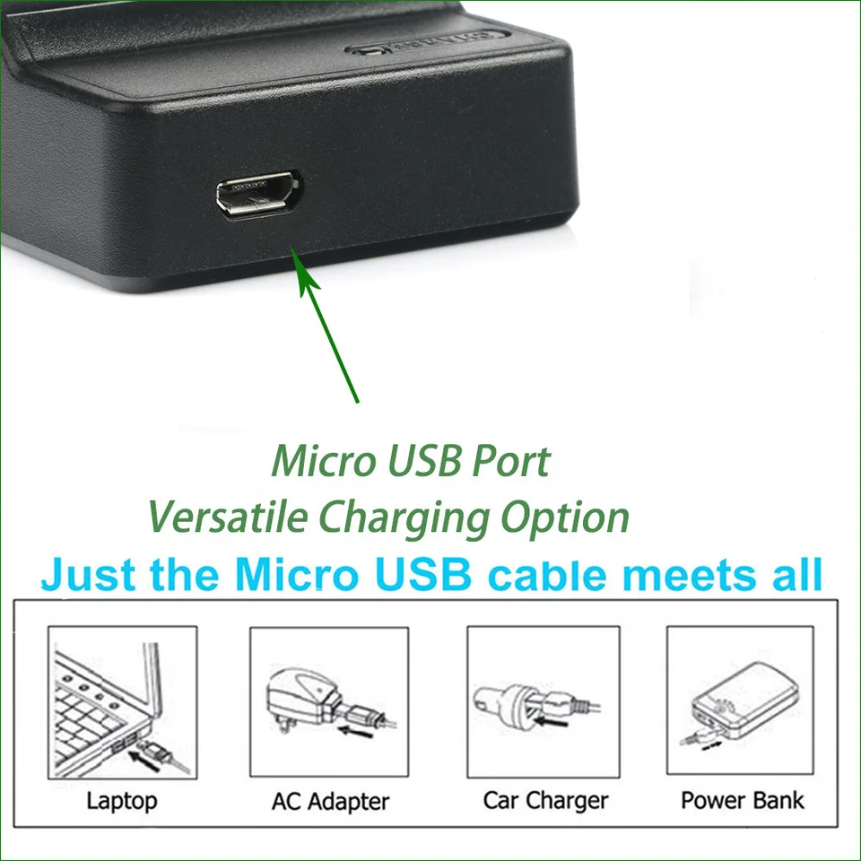 Caricatore Doppio Per Batterie Fotocamera BP-DC15 | Ricarica Veloce USB-C E Micro USB | Con Cavo - Foto 12