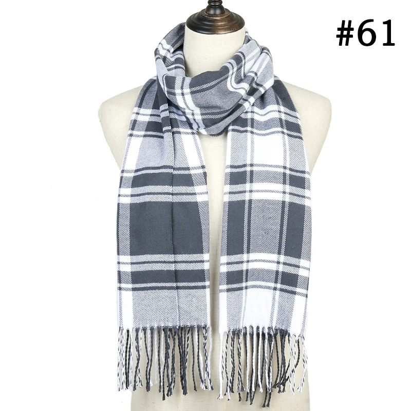 Клетчатый шарф, женские зимние шали, тёплый платок для детей, кашемировый шарф для шеи, унисекс, Ретро стиль, клетчатый шарф, мужские шарфы bufanda - Цвет: 61