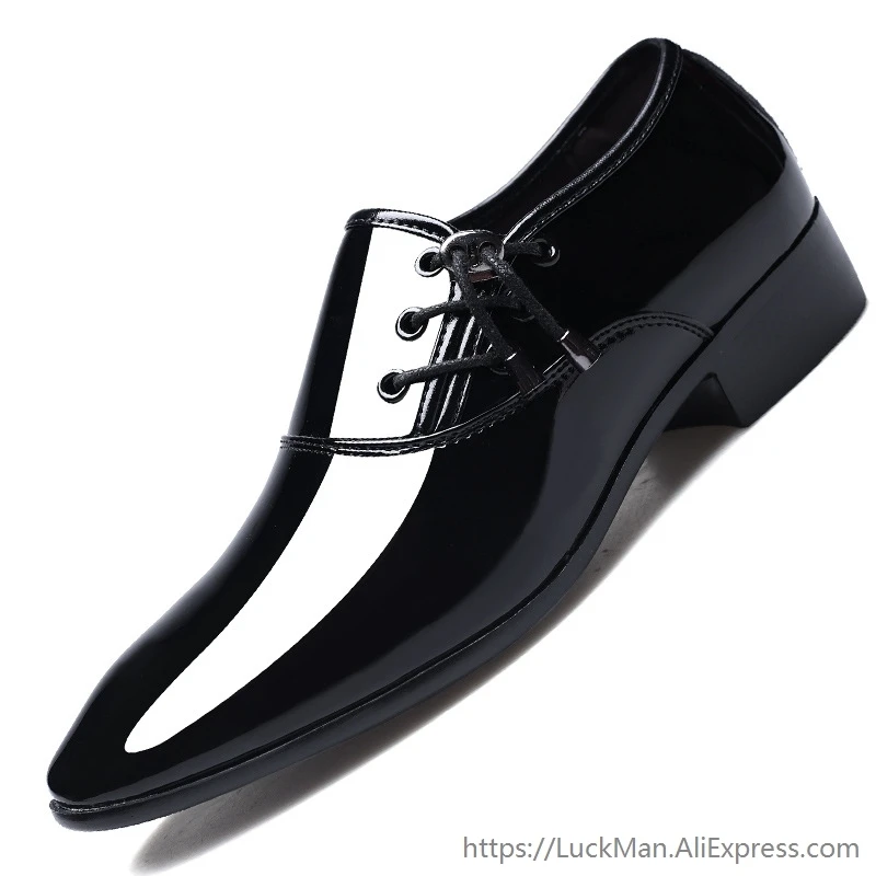 DressShoesMenOxfordFauxPatentLeatherMensFormalShoePointToe