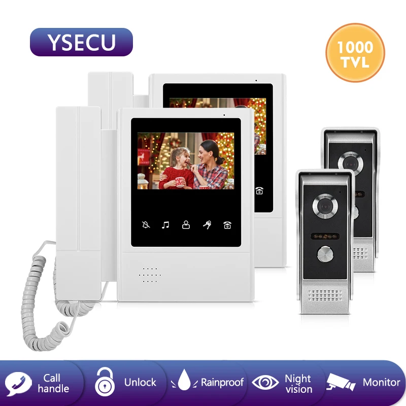Видеодомофон YSECU 4 3 дюйма 1000TVL с 2 камерами|Видеодомофон| |