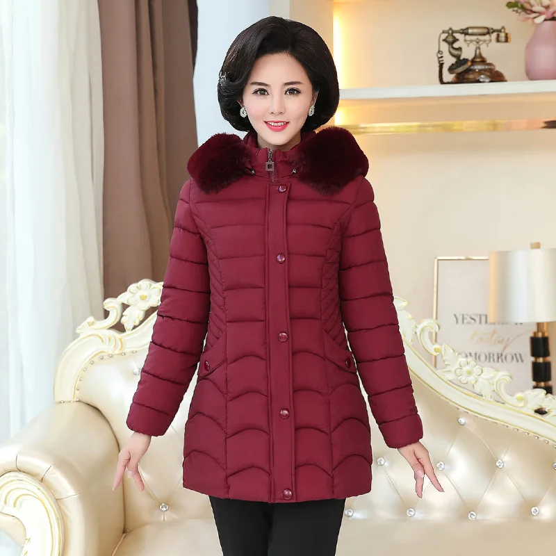 

Middle Aged And Elderly People WOMEN'S Dress Thick Large Size Cotton Coat 50-Year-Old 60 Mom Winter Warm Cotton-padded Clothes M