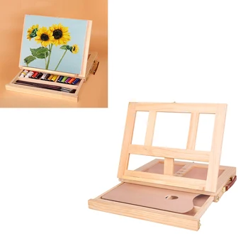 

1pc Desktop Easel with Drawer Wooden Easel Foldable Painting Stand Portable Display Holder Display Rack for (Wood Color)