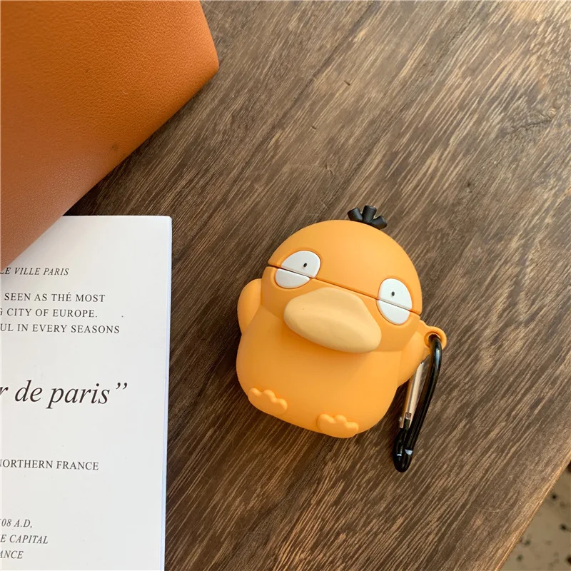 Силиконовый чехол для AirPods, милый защитный чехол, чехол для наушников с Bluetooth для Apple Airpods2, аксессуары с кольцом на ремешке, Psyduck - Цвет: Psyduck 3