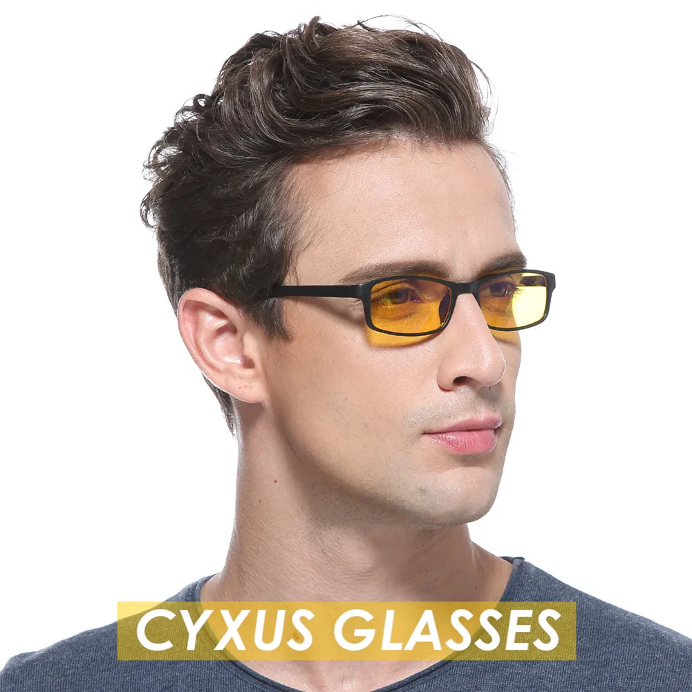 Cyxus Blue Light Blocking Glasses TR90 Rectangle Computer glasses Anti Eye Eyestrain Yellow Lenses Unisex 8327 reading glasses with blue light filter