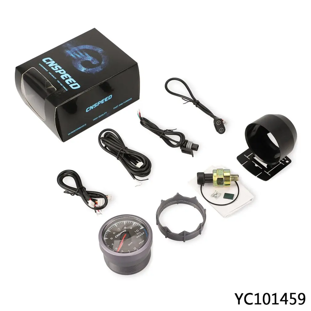 

CNSPEED 2.5"/60mm 12V 7 Colors LCD Pointer Auto Car Oil Press Gauge BAR Oil Pressure Guage For Racing Car Oil Pressure Meter