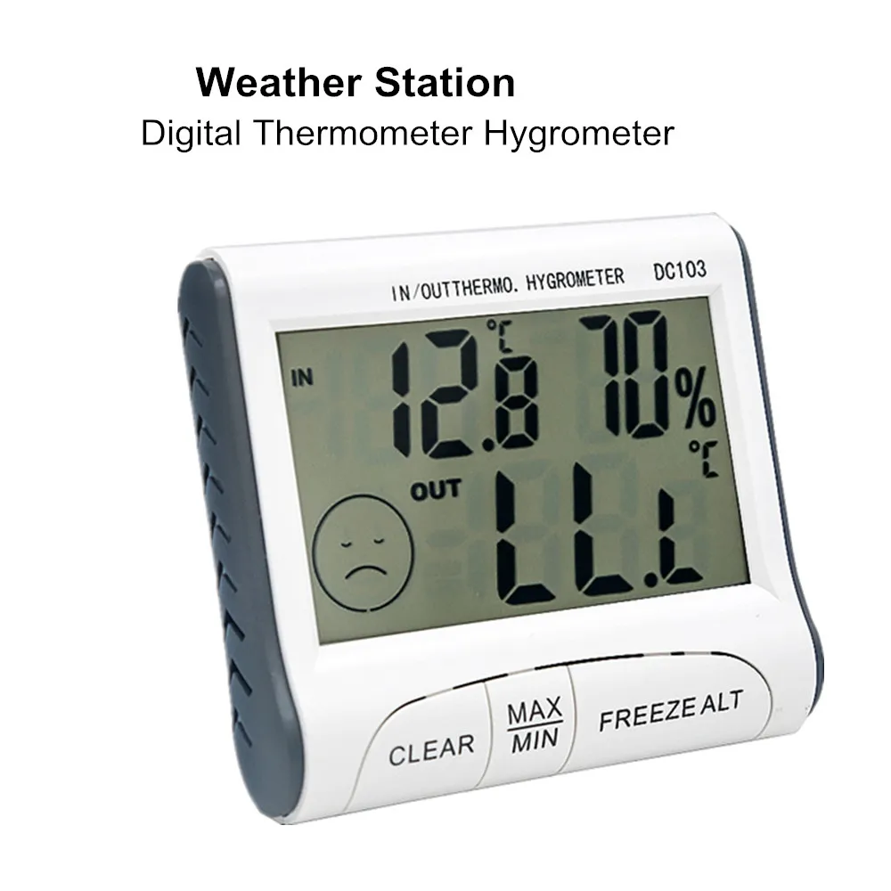 Indoor Outdoor Wired Temperature Meter, Digital Thermometer with Sensor  Wire and LCD Display, Battery Powered, for Home, Office, Restaurant