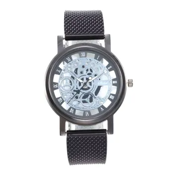 

Fashion Skeleton Wrist Watch Men Simple Style Mesh Belt Men Women Unisex Quartz Watches Hollow Watches