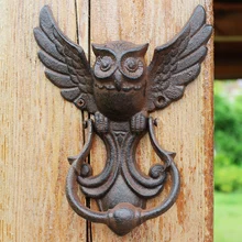 JD artesanías de hierro de estilo americano, puerta antigua de búho Vintage, manija de puerta, decoración de pared para el jardín y el hogar